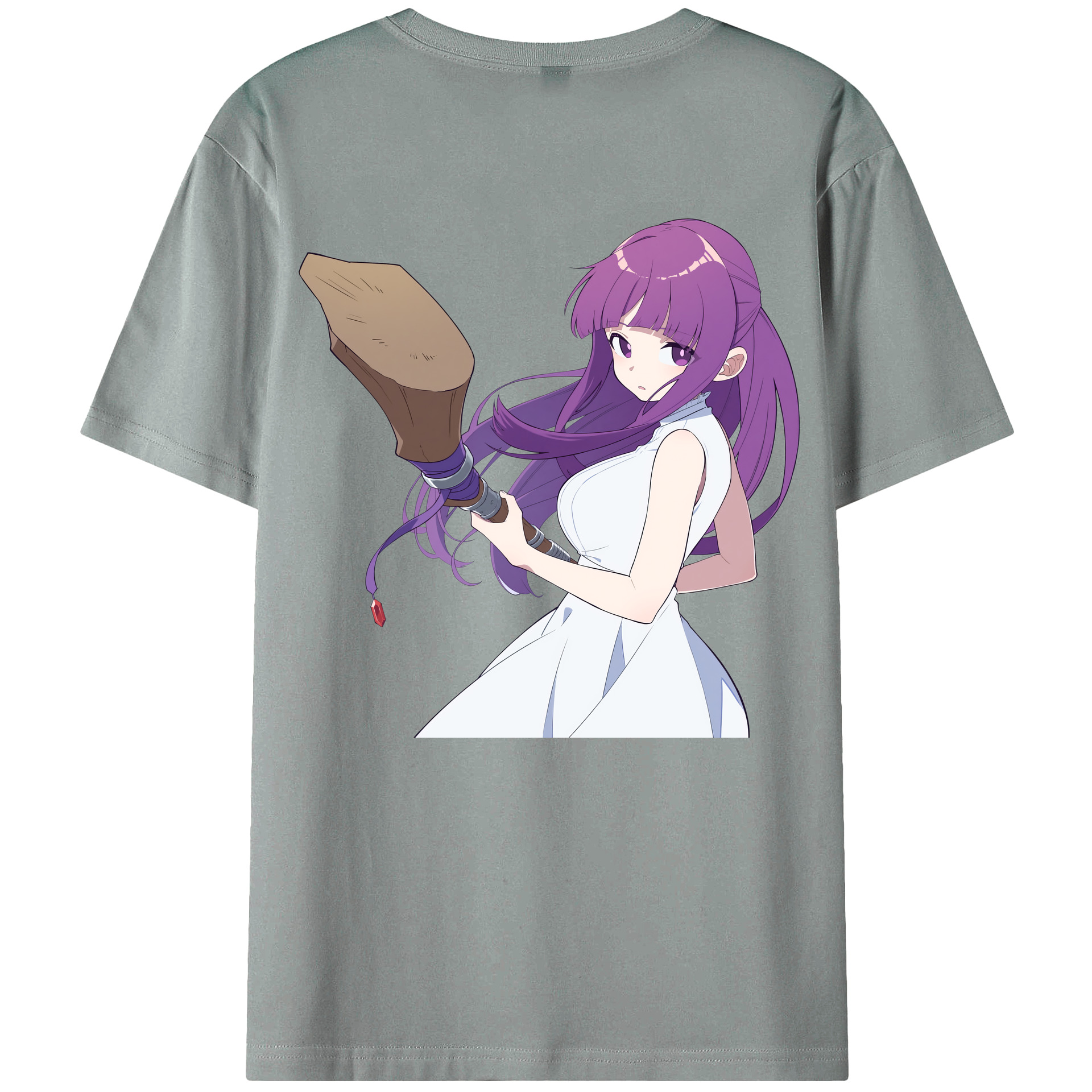 （画像用） 葬送のフリーレン Frieren 綿100％ メンズ半袖Tシャツ（バックプリント） 通気性